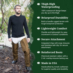 DAN'S Five Star hip wader nylon close-up displaying 420 denier durability.