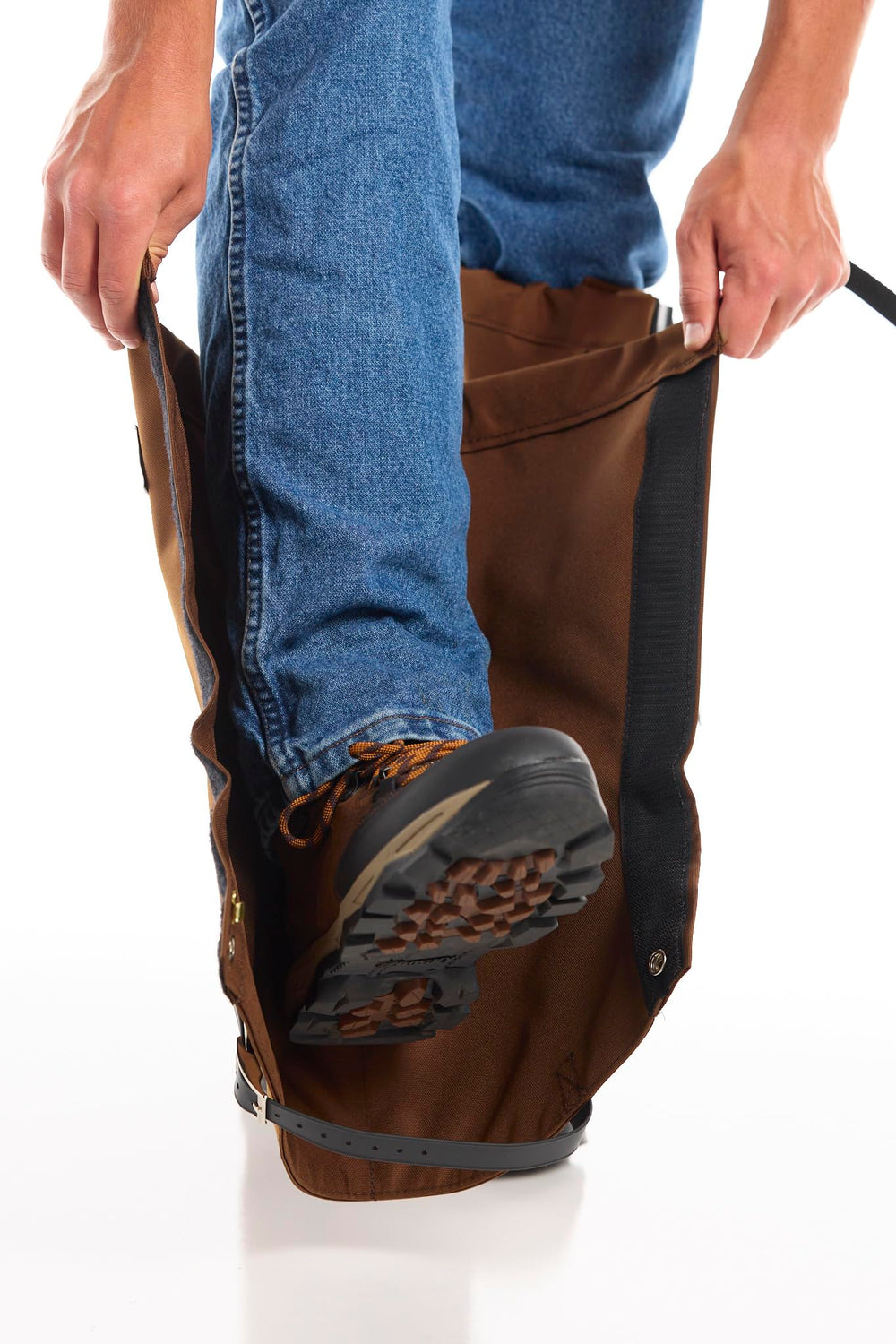 Dan's Hunting Gear lace hooks keep the gaiter secure on uneven terrain.