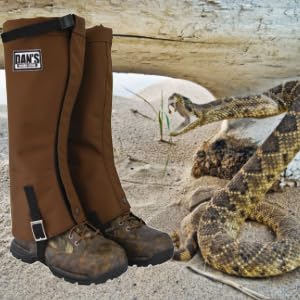 Dans Hunting Gear snake-protector gaiter front view boosts protection on rough trails.