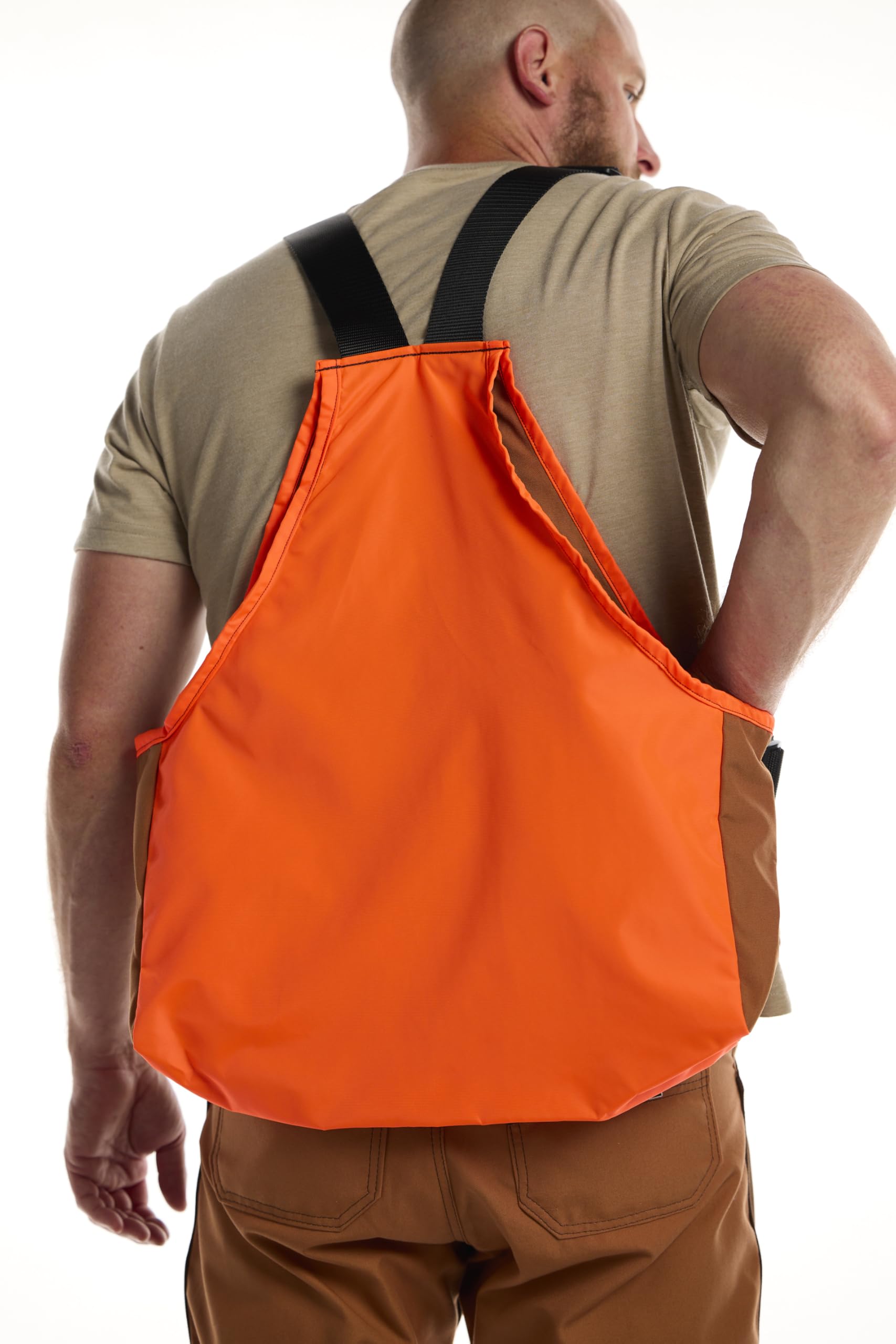 DAN'S Hunting Gear Upland Strap Vest blaze orange safety panel boosts visibility in cover.