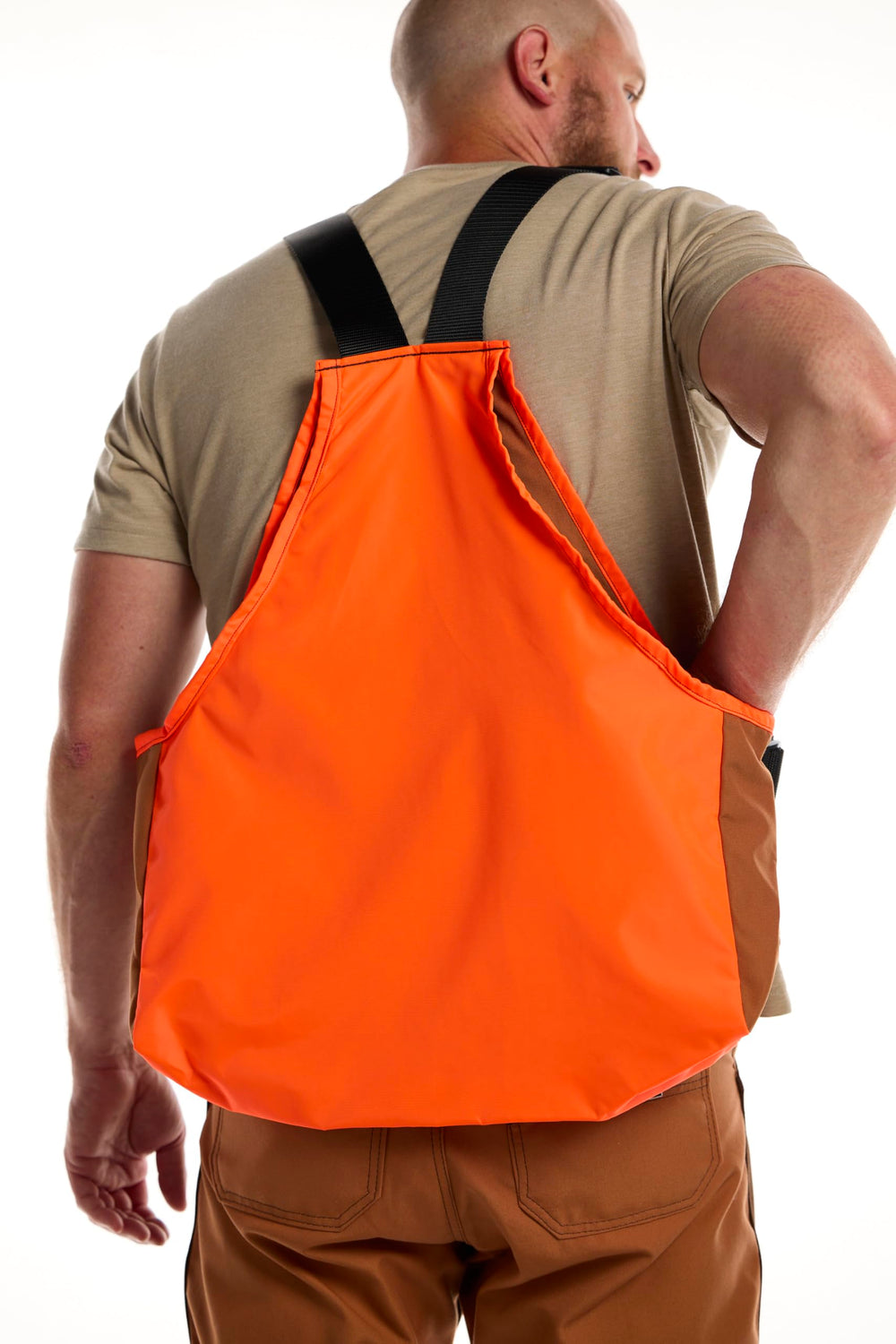 DAN'S Hunting Gear Upland Strap Vest blaze orange safety panel boosts visibility in cover.