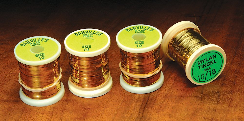 Danville Flat Mylar Gold/Silver Tinsel Spool, two-sided shimmer for festive crafts and decor.