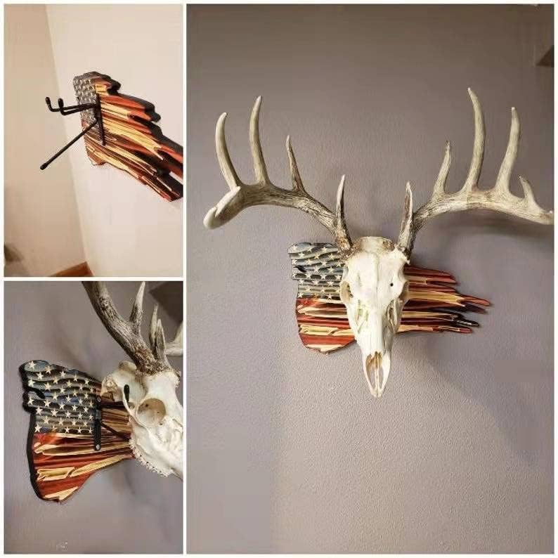 DAOIDE deer antler mounting plaque with flag design for trophy display