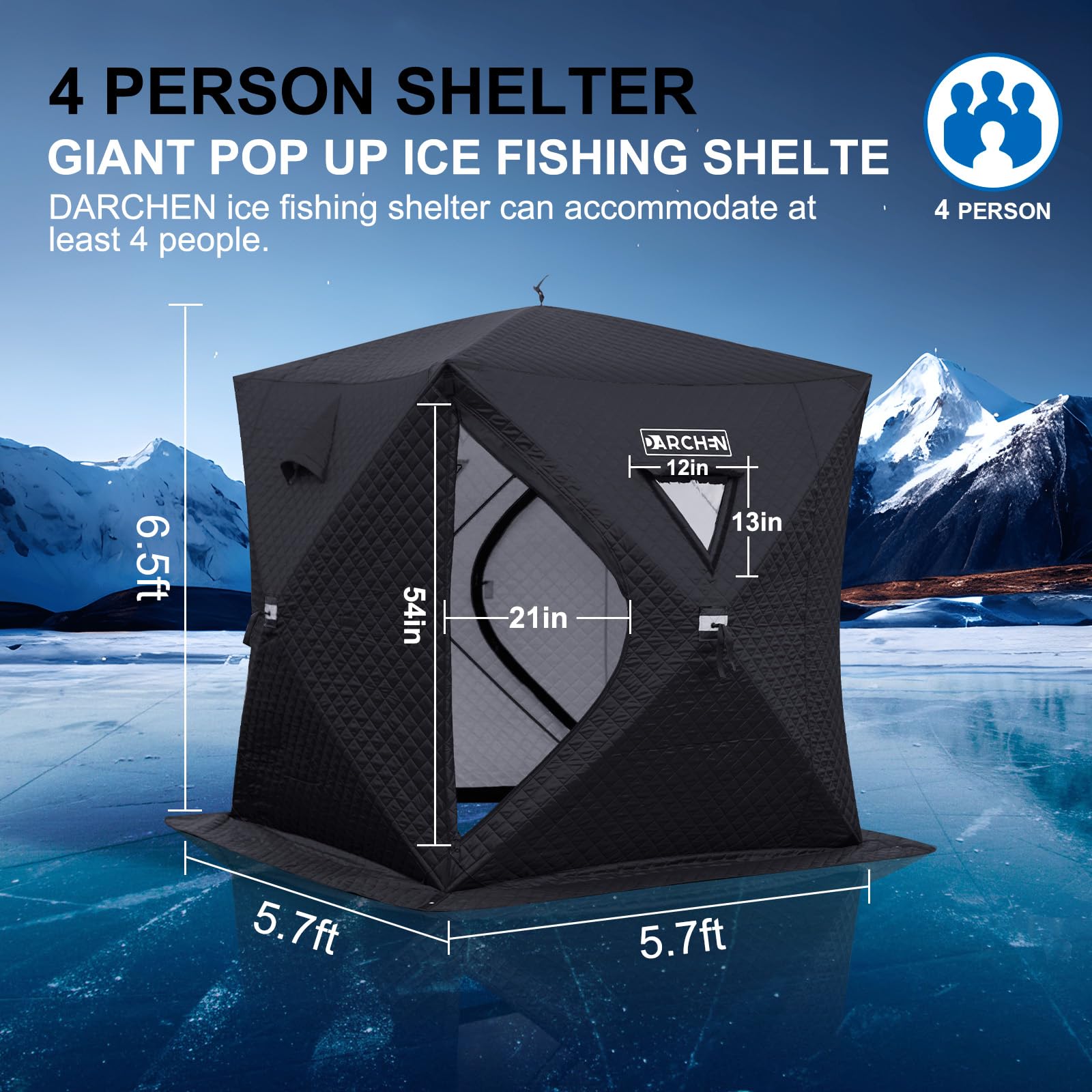 DARCHEN Ice Fishing Tent – pop-up setup