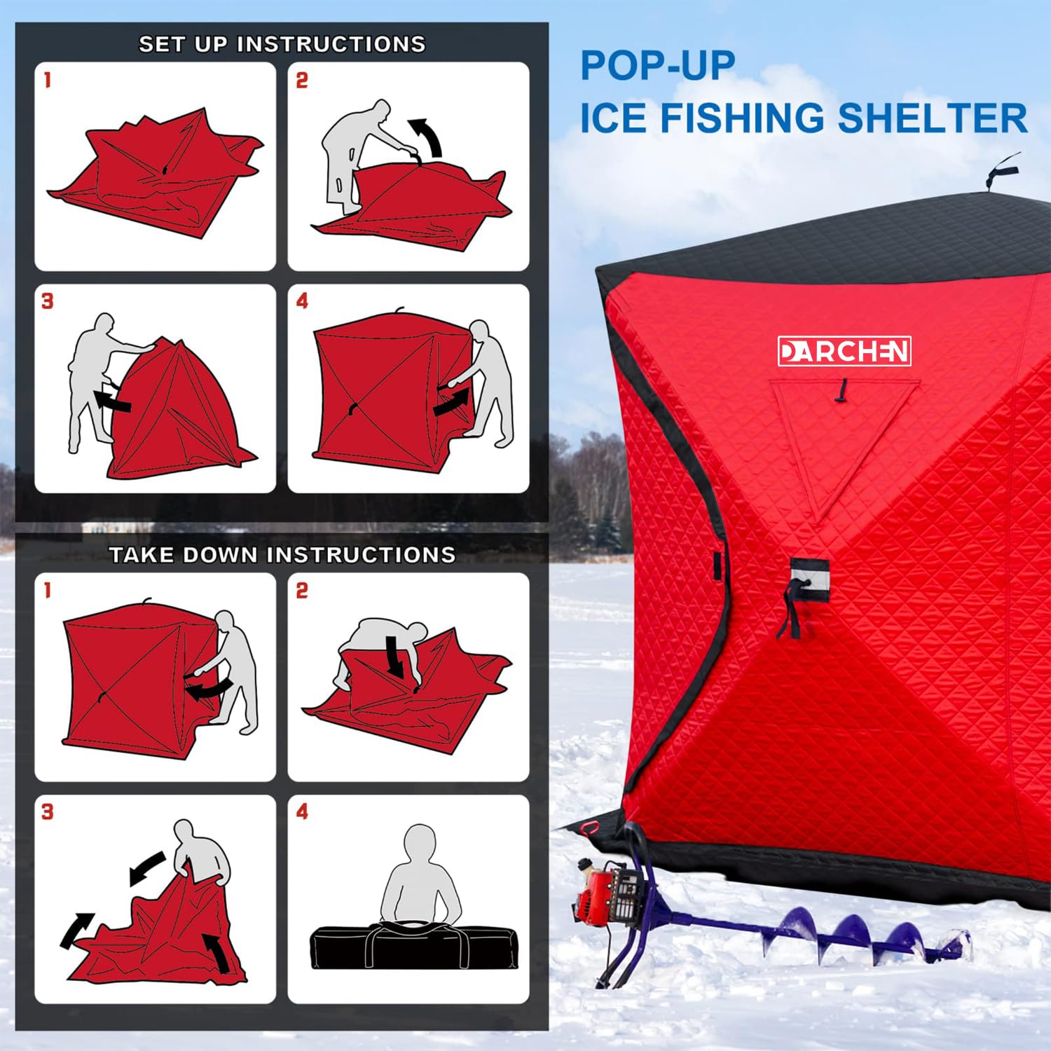 3-4 person shelter in use on ice