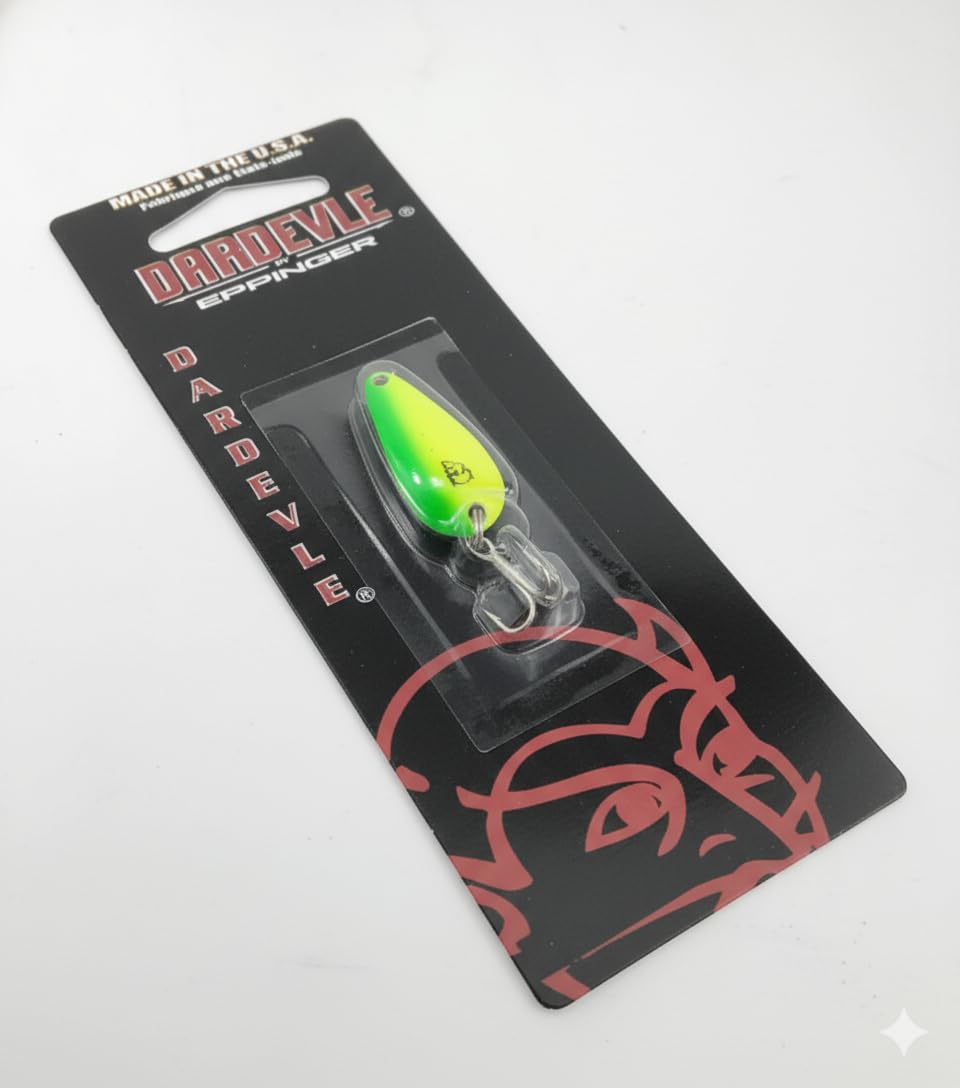 Dardevle Lil Devle Nickel Back close-up shows durable finish and zero-slip eye for confident casting.