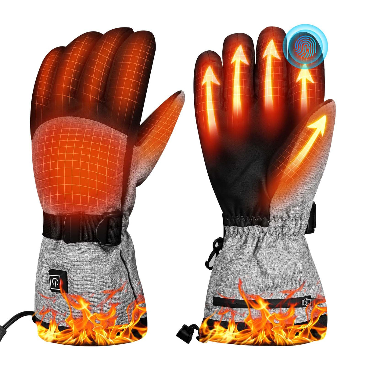 Darivefish heated gloves front view show warmth for skiing or outdoor work