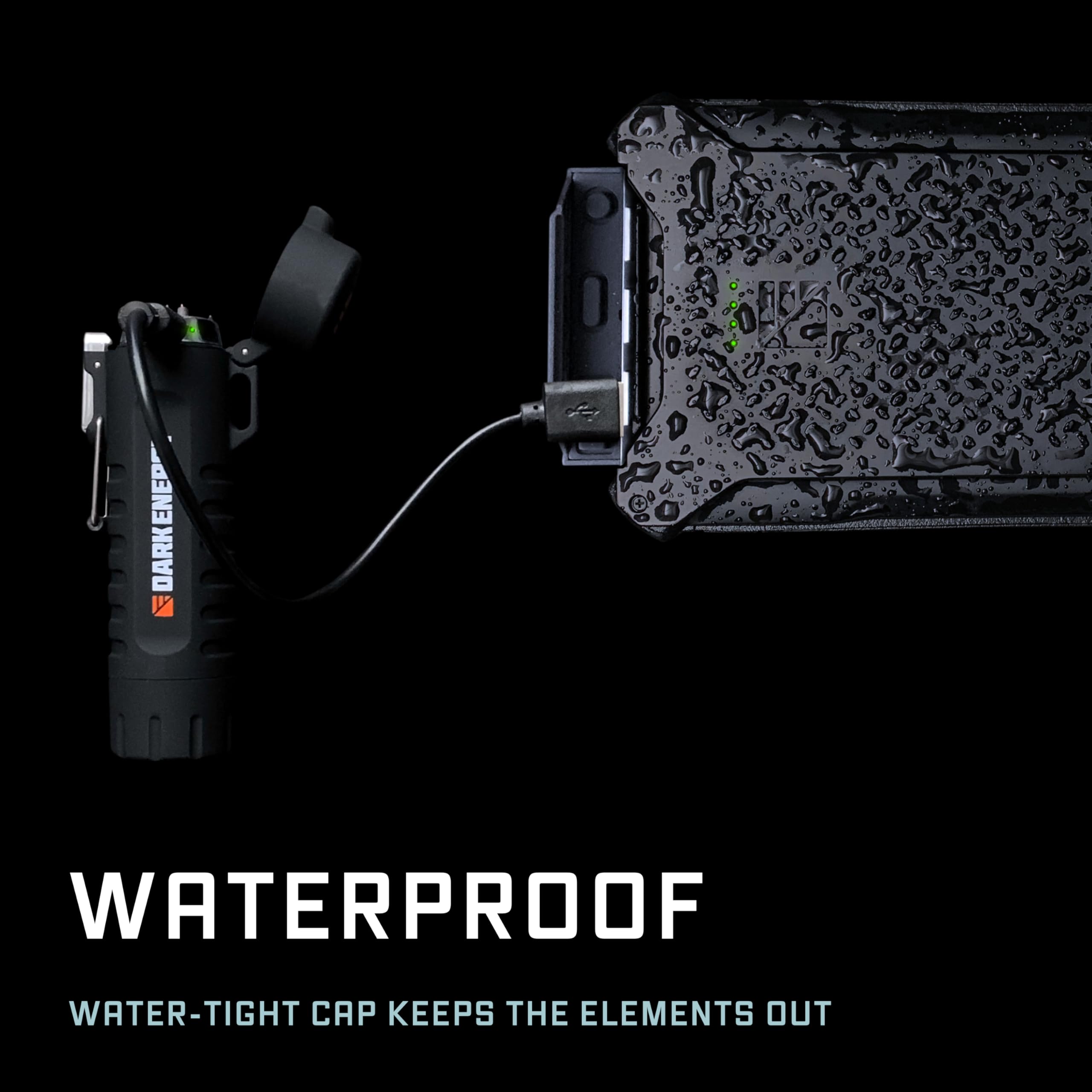 Dark Energy Plasma Lighter includes a charging cable and lanyard for portability.