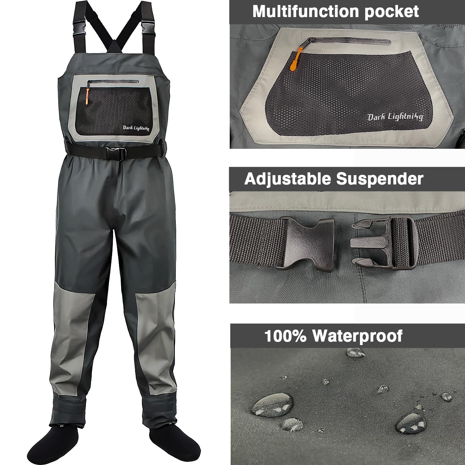 Dark Lightning chest waders four-season setup shows versatile fit and use