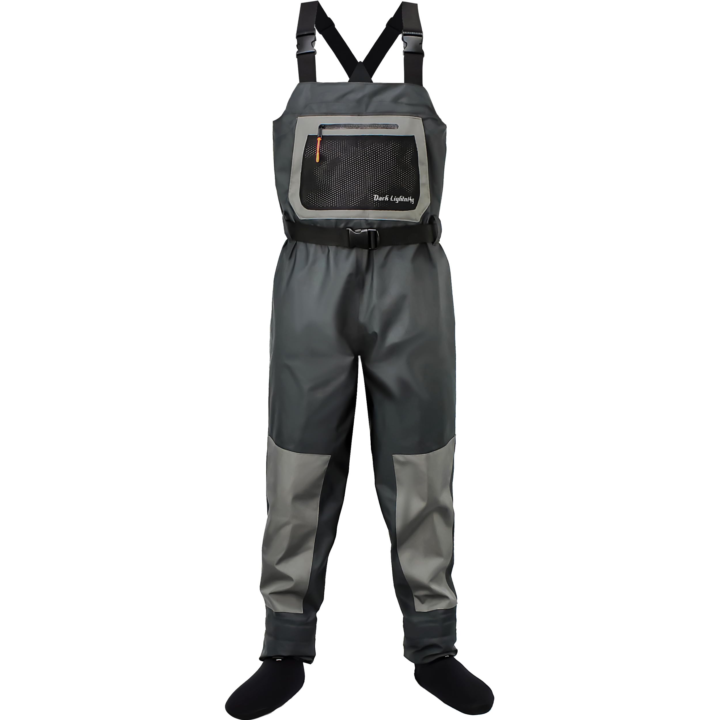 Dark Lightning breathable insulated chest waders front view for all-season fishing and comfort