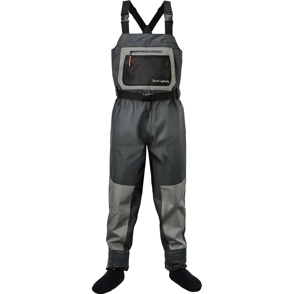 Dark Lightning breathable insulated chest waders front view for all-season fishing and comfort