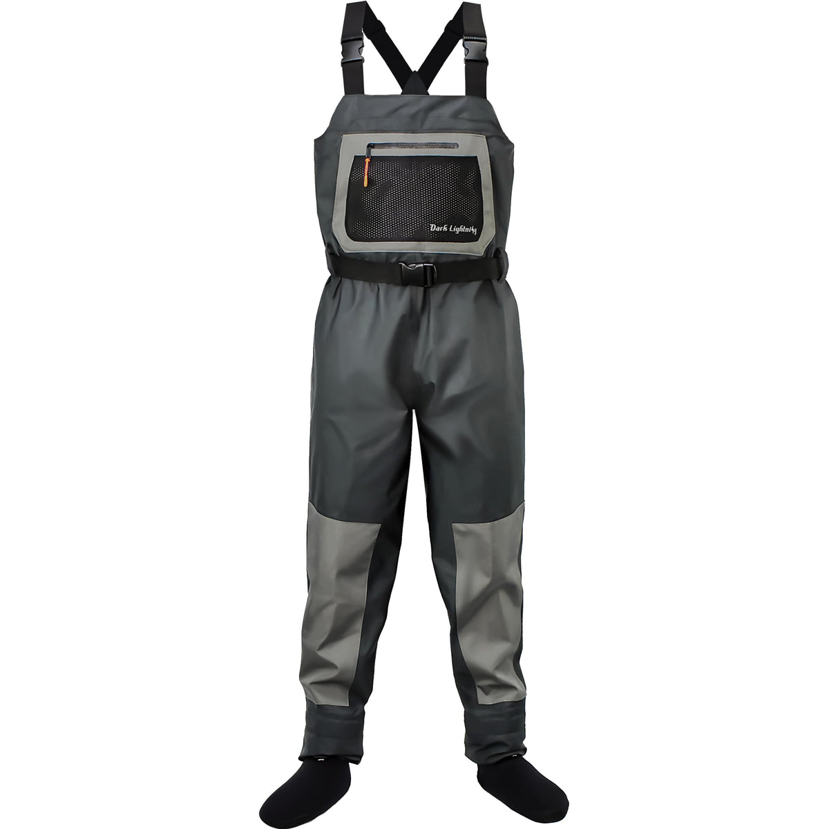 Dark Lightning breathable insulated chest waders front view for all-season fishing and comfort