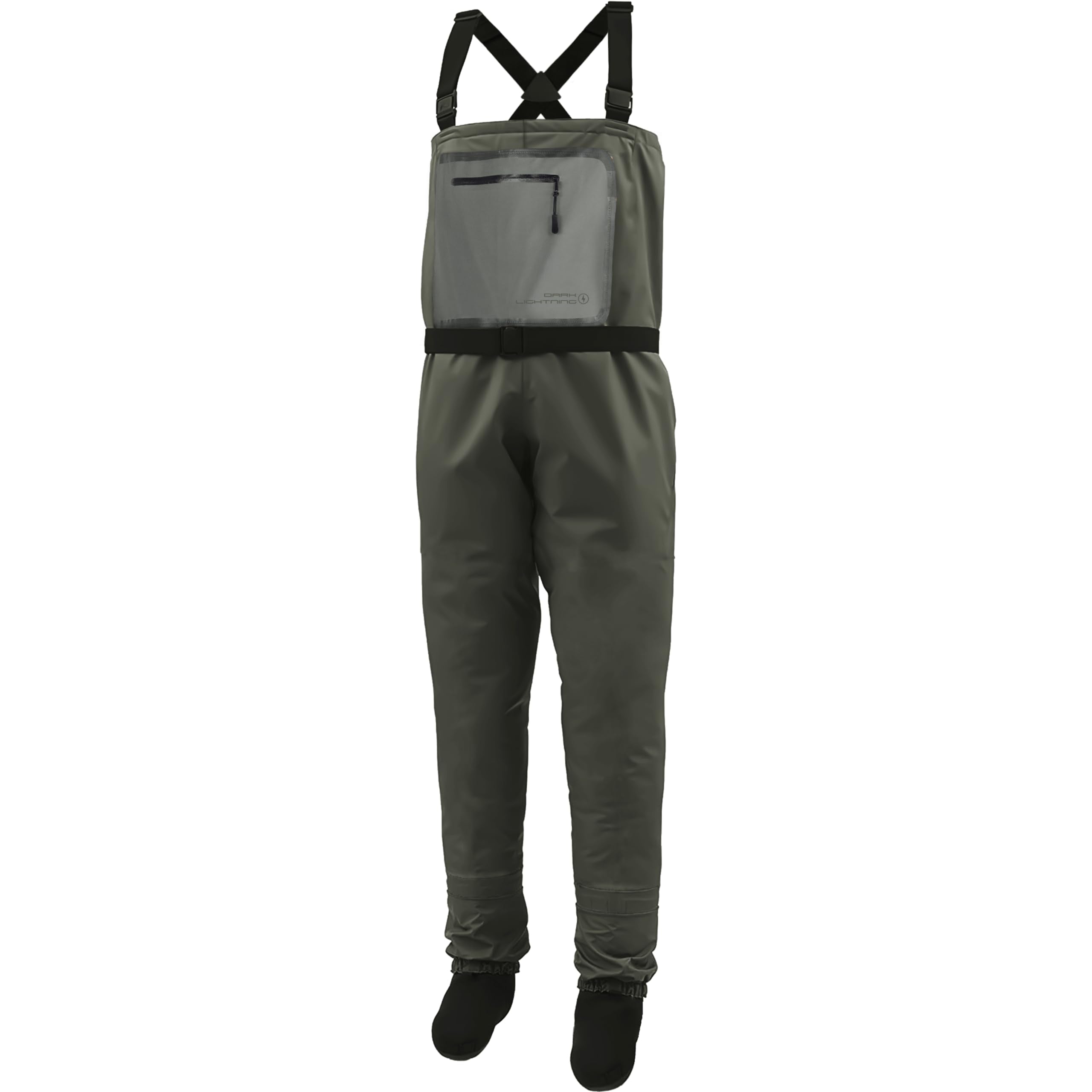 Dark Lighting breathable insulated chest waders front view for all-day comfort during fly fishing