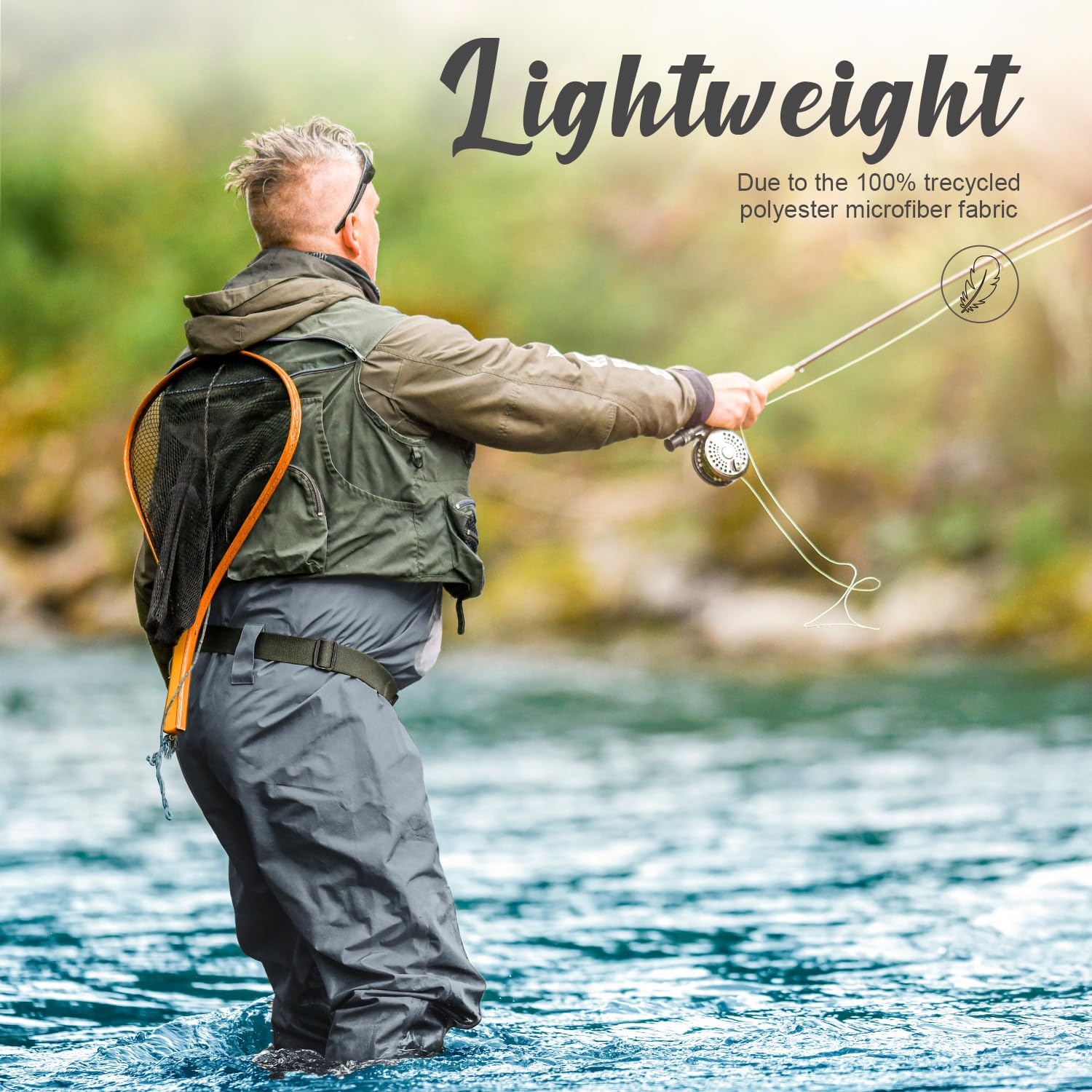 Dark Lightning waders side camo view highlighting comfortable fit and camouflage design