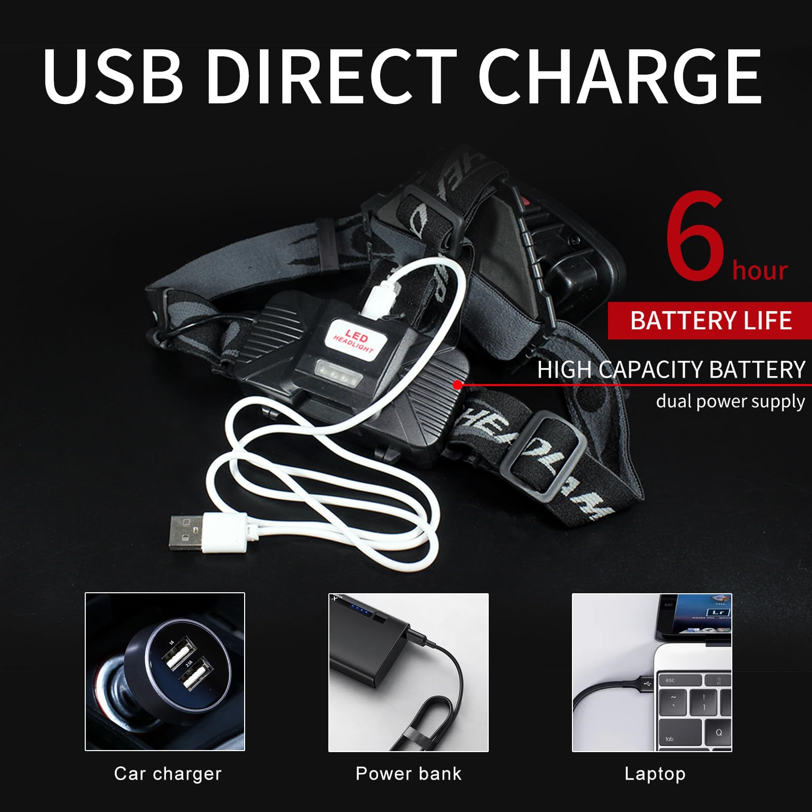 DARKBEAM COB Floodlight Headlamp red-light mode illustrates night-vision-friendly option