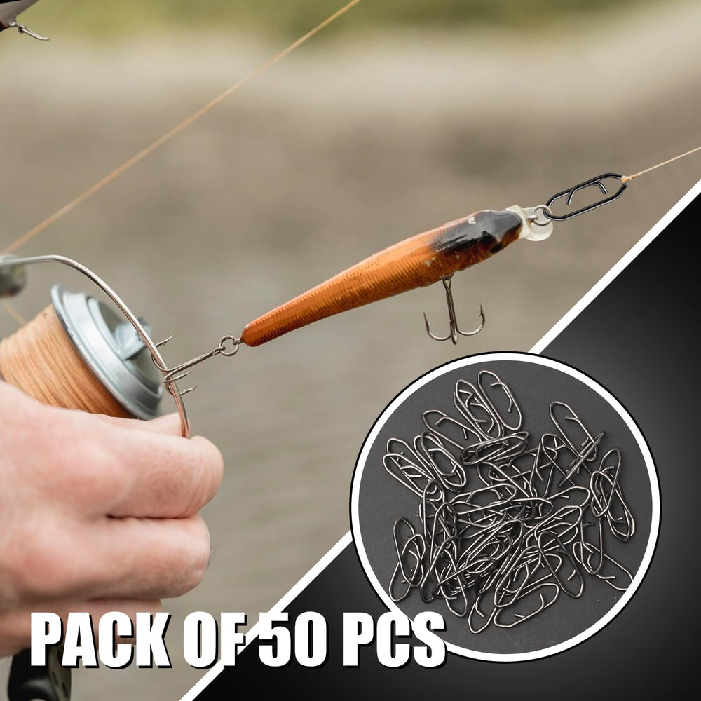 Example of quick-change fishing clips used to swap lures quickly