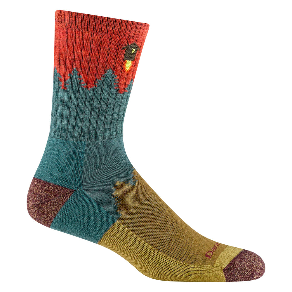 Darn Tough Vermont men's Number 2 micro crew teal socks with midweight cushioning for hiking.