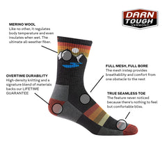 Darn Tough Sunset Ridge Merino wool blend keeps feet cool in summer and warm in winter.