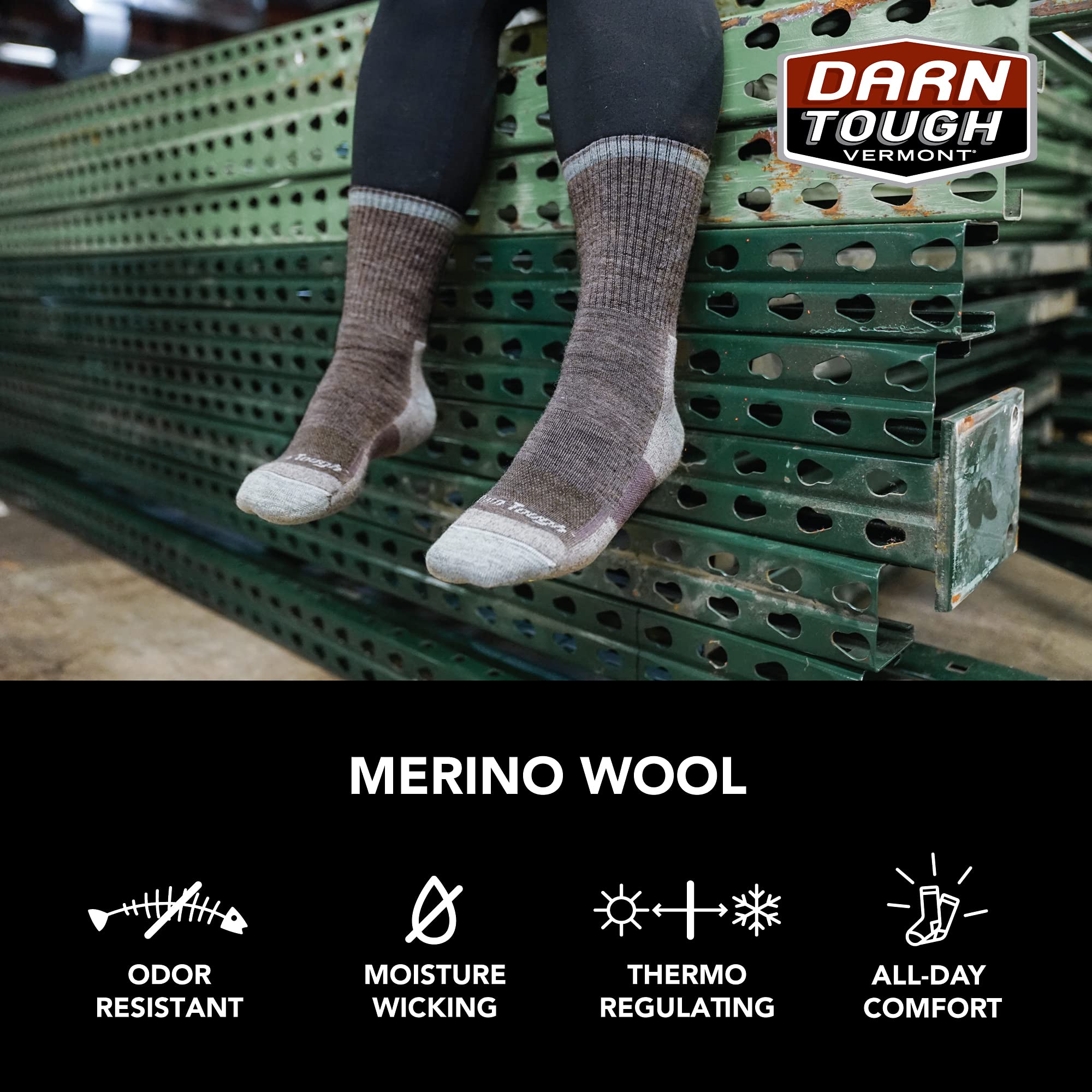 Premium yarn blend sock from Darn Tough with resilient cushioning