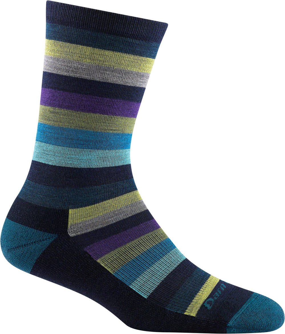 Darn Tough Mystic Stripe Crew Lightweight Cushion teal for breathable all-day comfort