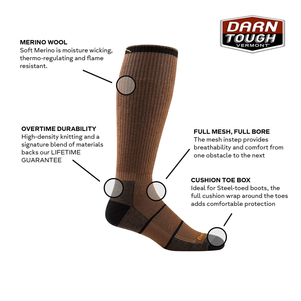 Merino wool blend detail on Paul Bunyan OTC Midweight sock for moisture management