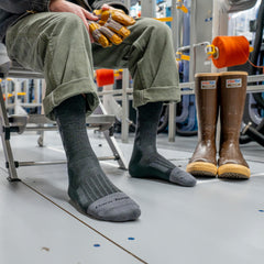 Darn Tough Stanley K boot socks mid-calf height offers full coverage under rugged boots