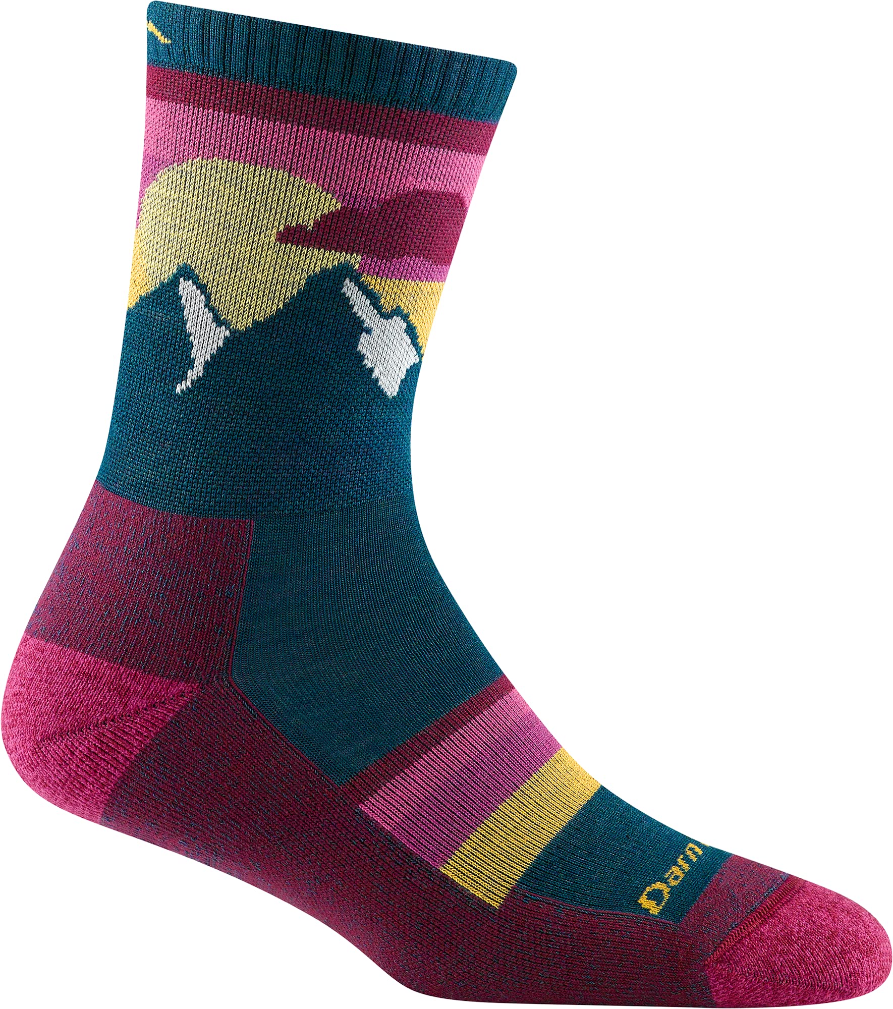 Darn Tough Sunset Ledge Micro Crew socks in dark teal, ready for outdoor adventures.