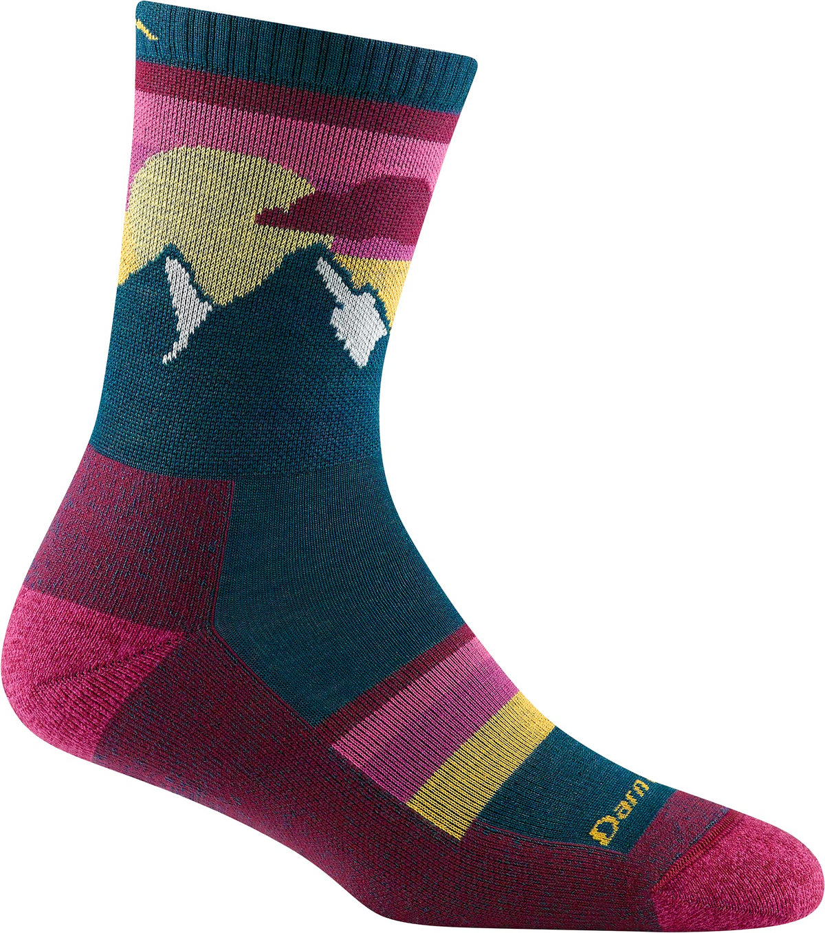 Darn Tough Sunset Ledge Micro Crew socks in dark teal, ready for outdoor adventures.