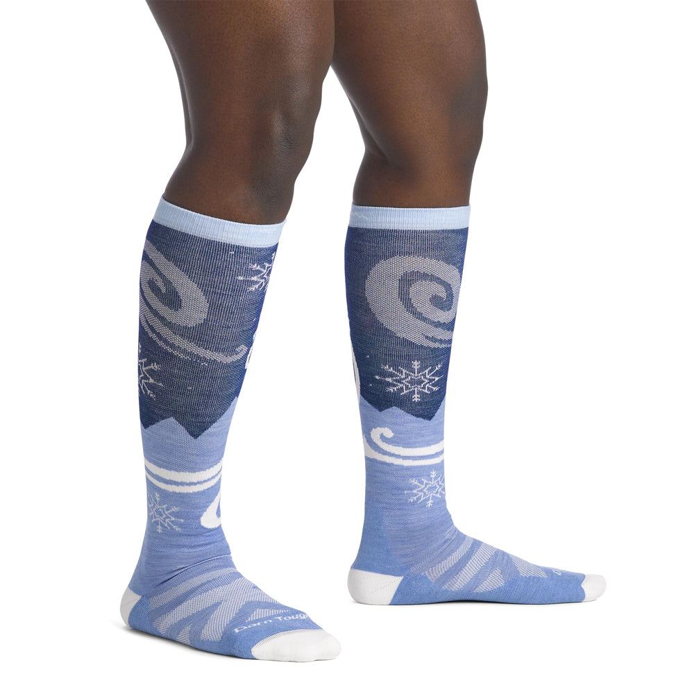 Swirlwind sock calf-length view, versatile for pre dawn skins