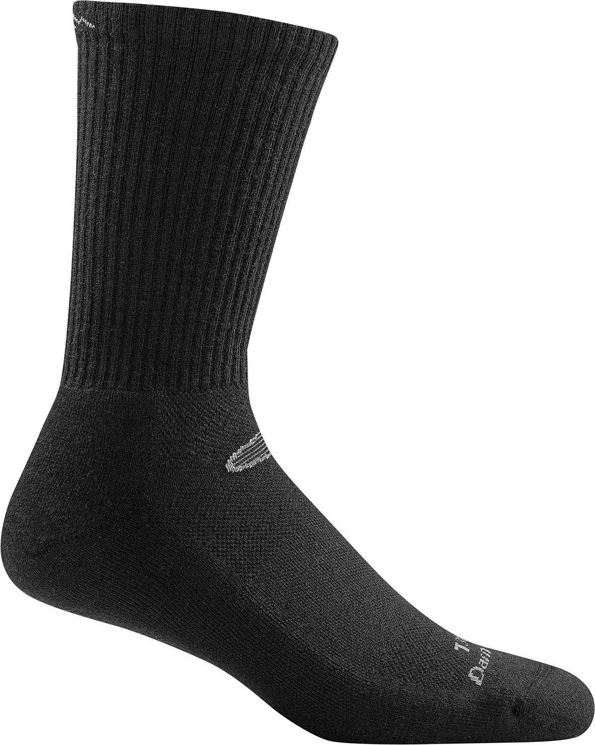 Darn Tough Tactical Micro Crew Light Cushion Socks black front view showing snug fit and comfort