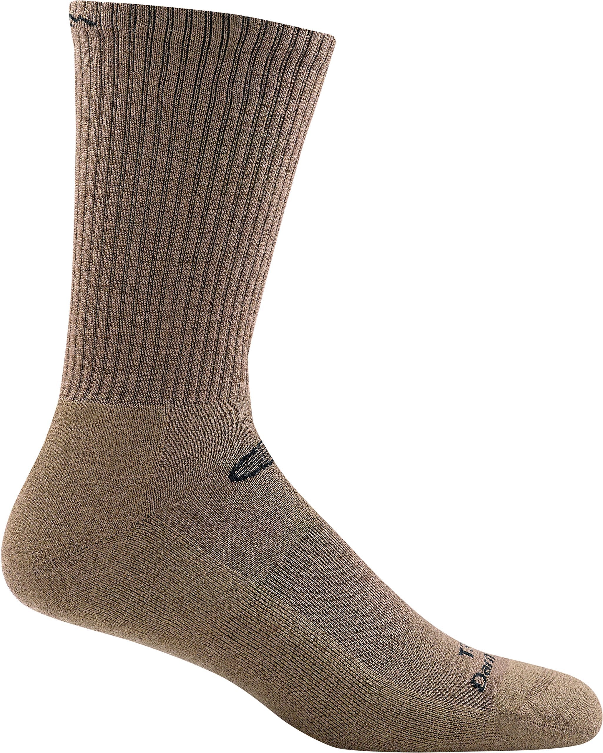 Darn Tough Tactical Micro Crew Light Cushion Socks in Coyote Brown front view showing lightweight cushioning.