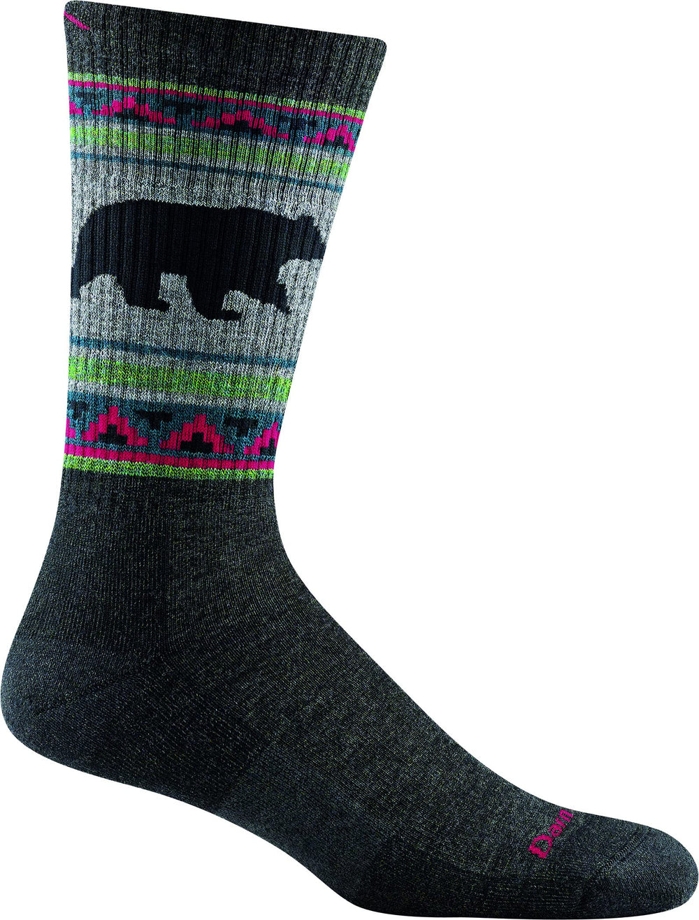Darn Tough Vangrizzle charcoal boot midweight sock viewed from the side for hiking comfort