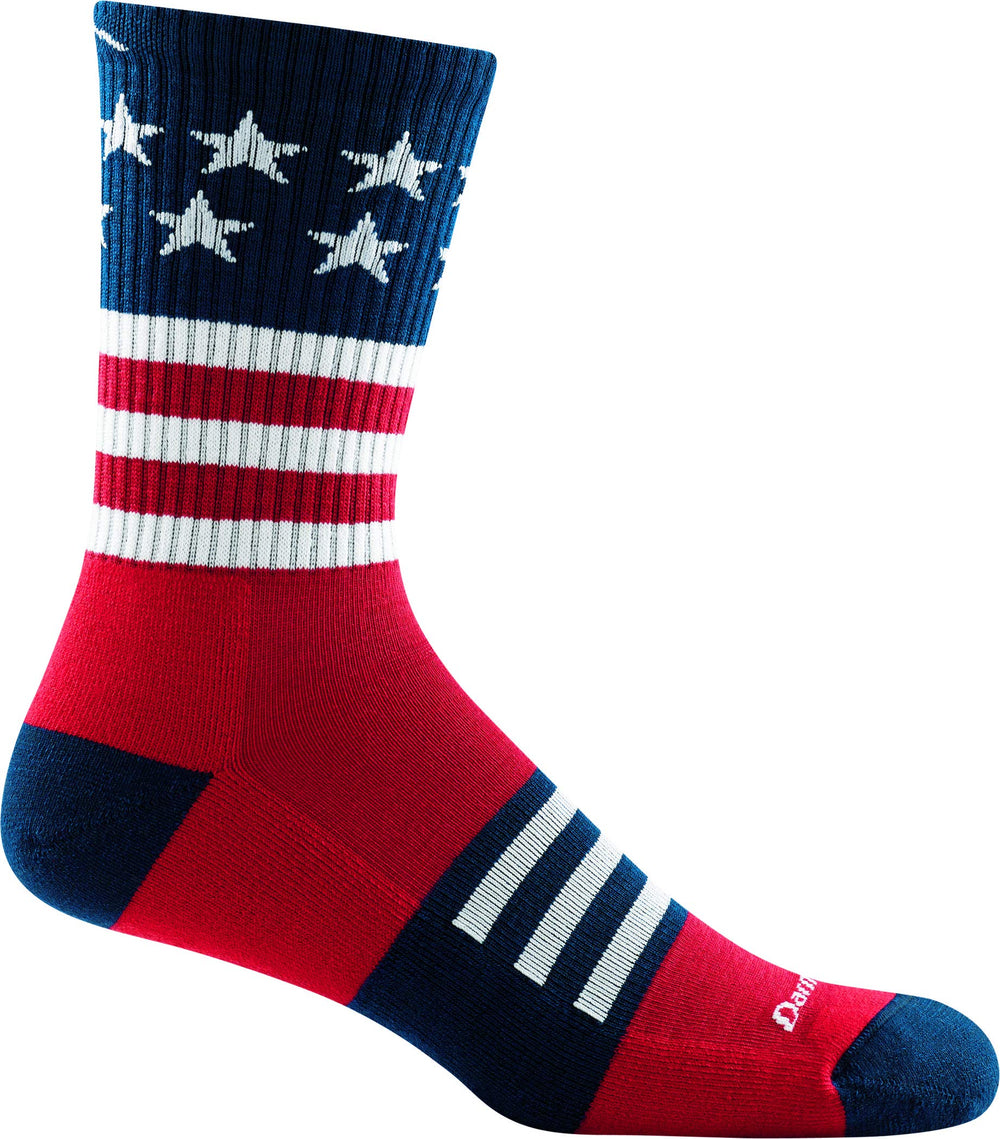 Darn Tough Vermont 1976 Captain Stripe Micro Crew sock with lightweight cushion for hiking comfort.