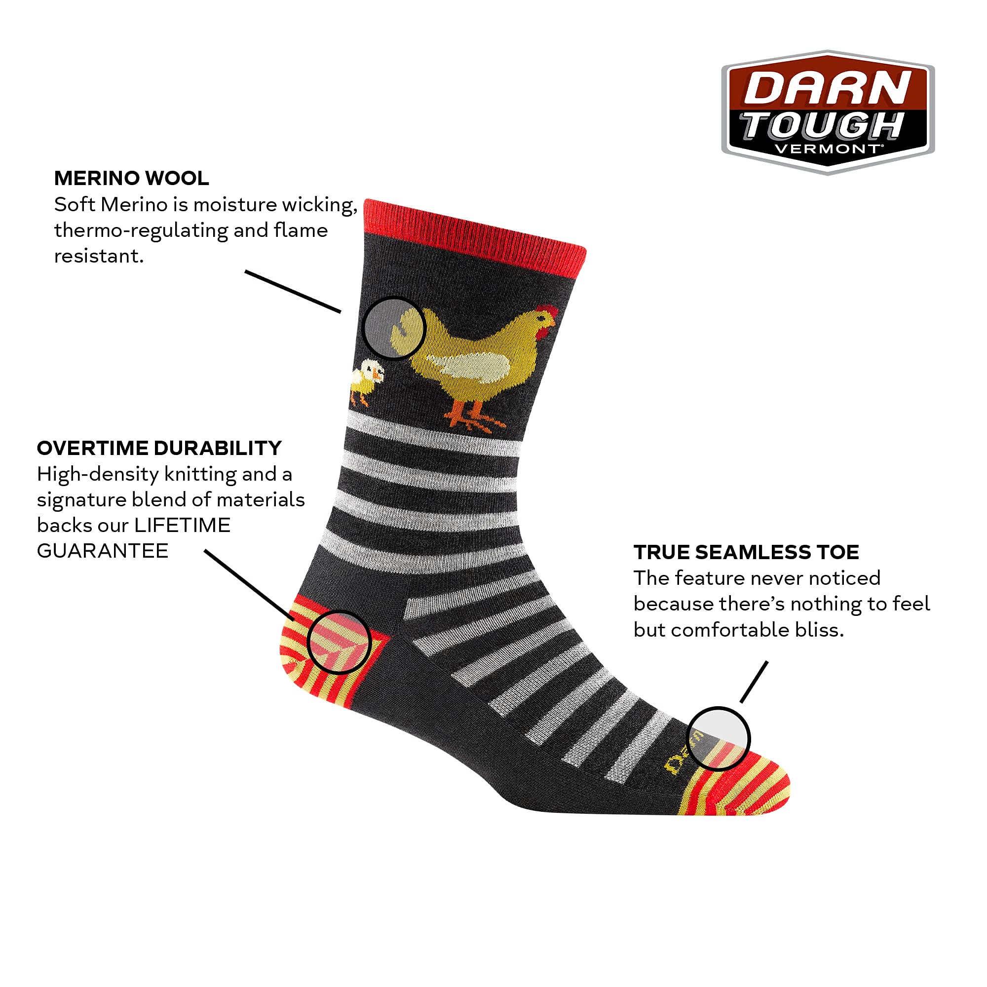 Darn Tough Vermont Animal Haus Crew Lagoon sock closeup showcases soft Merino blend.