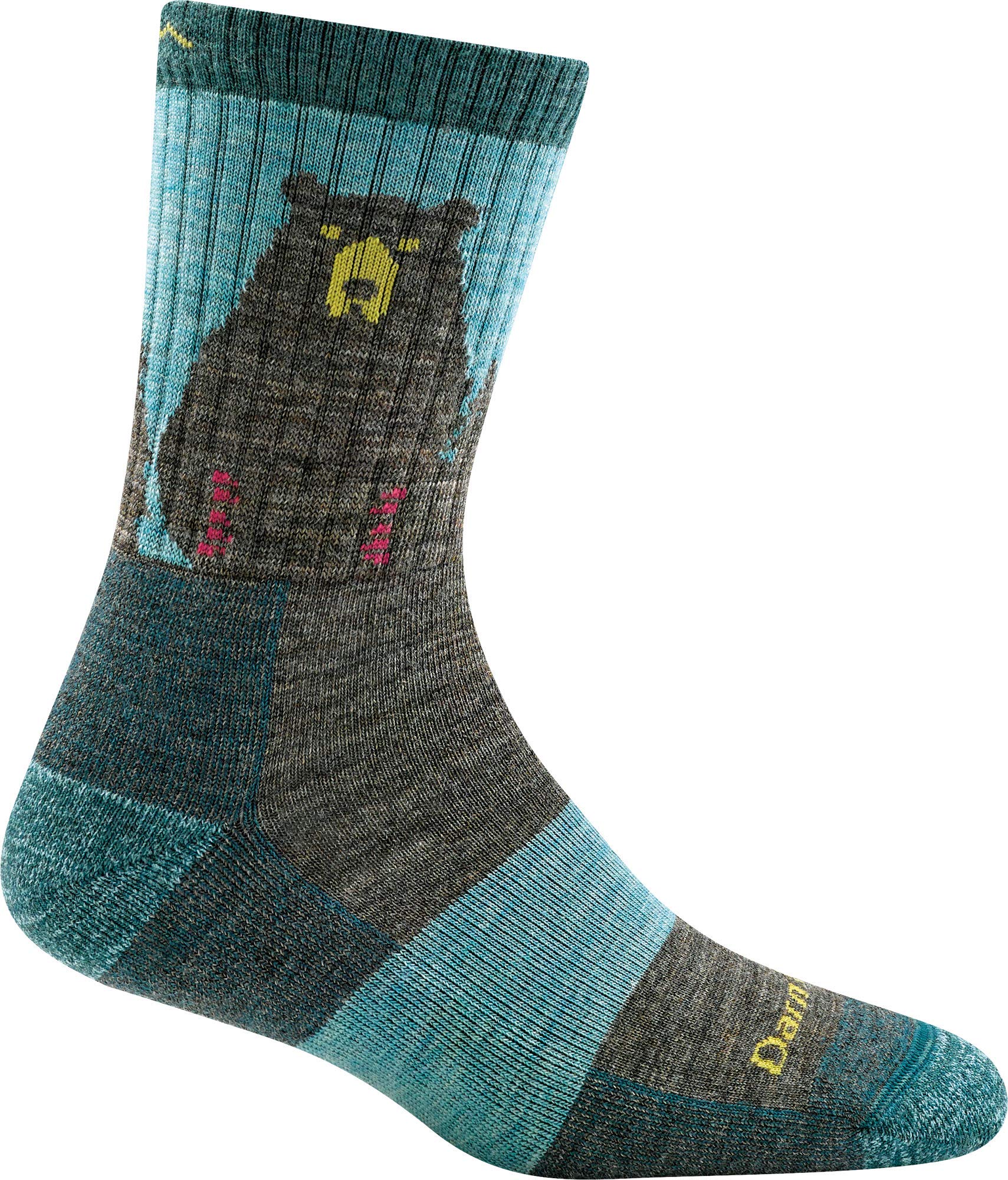 Darn Tough Bear Town Micro Crew Cushion sock, front view, lightweight comfort for hiking
