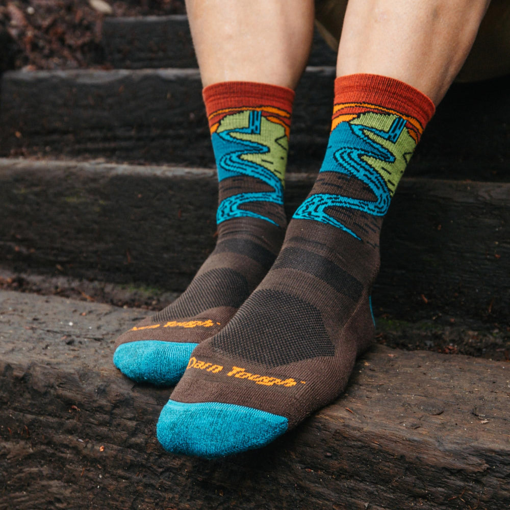 Darn Tough Vermont Chasing Waterfalls micro-crew sock geometric pattern adds style and warmth