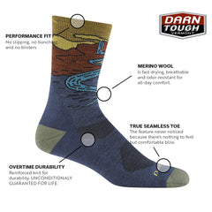 Darn Tough Vermont Chasing Waterfalls micro-crew sock pack-shot highlights lightweight cushioning