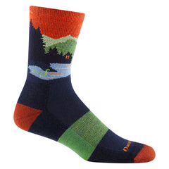 Darn Tough Vermont Close Encounters sock in Eclipse shows cushioned midweight comfort for hiking.