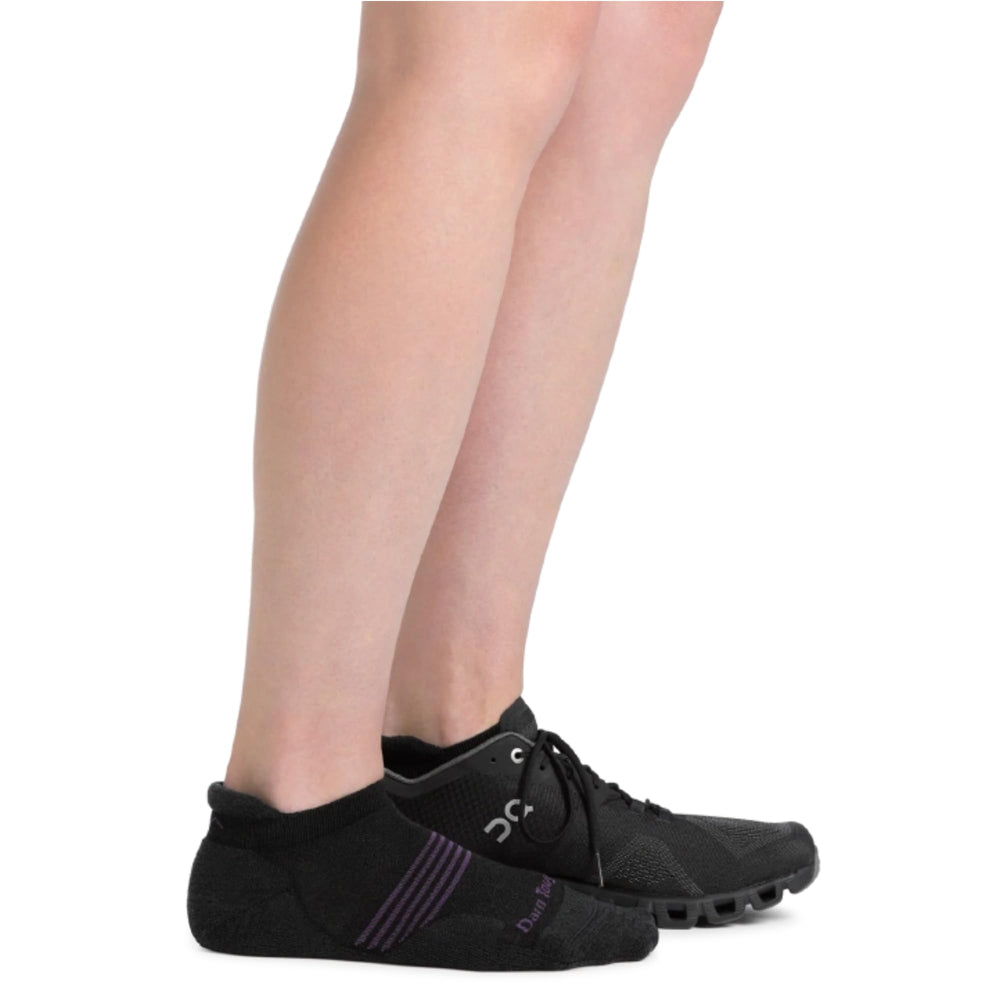 Darn Tough Vermont Element No Show Tab sock, blackberry side profile, seamless feel during workouts