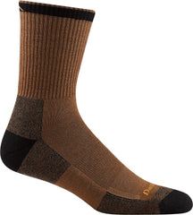 Darn Tough Vermont Fred Tuttle Micro Crew sock, front view, brown-timber, cushioned for all-day comfort.