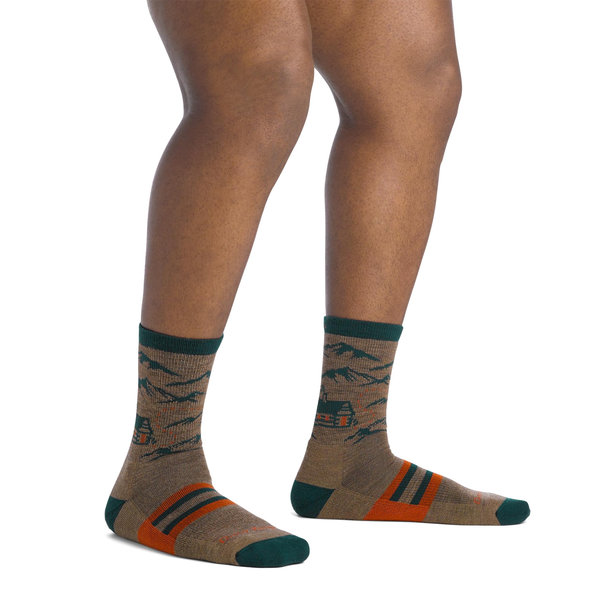 Darn Tough Vermont Hike Hut Micro Crew socks, care image, hand-wash guidance for longevity.