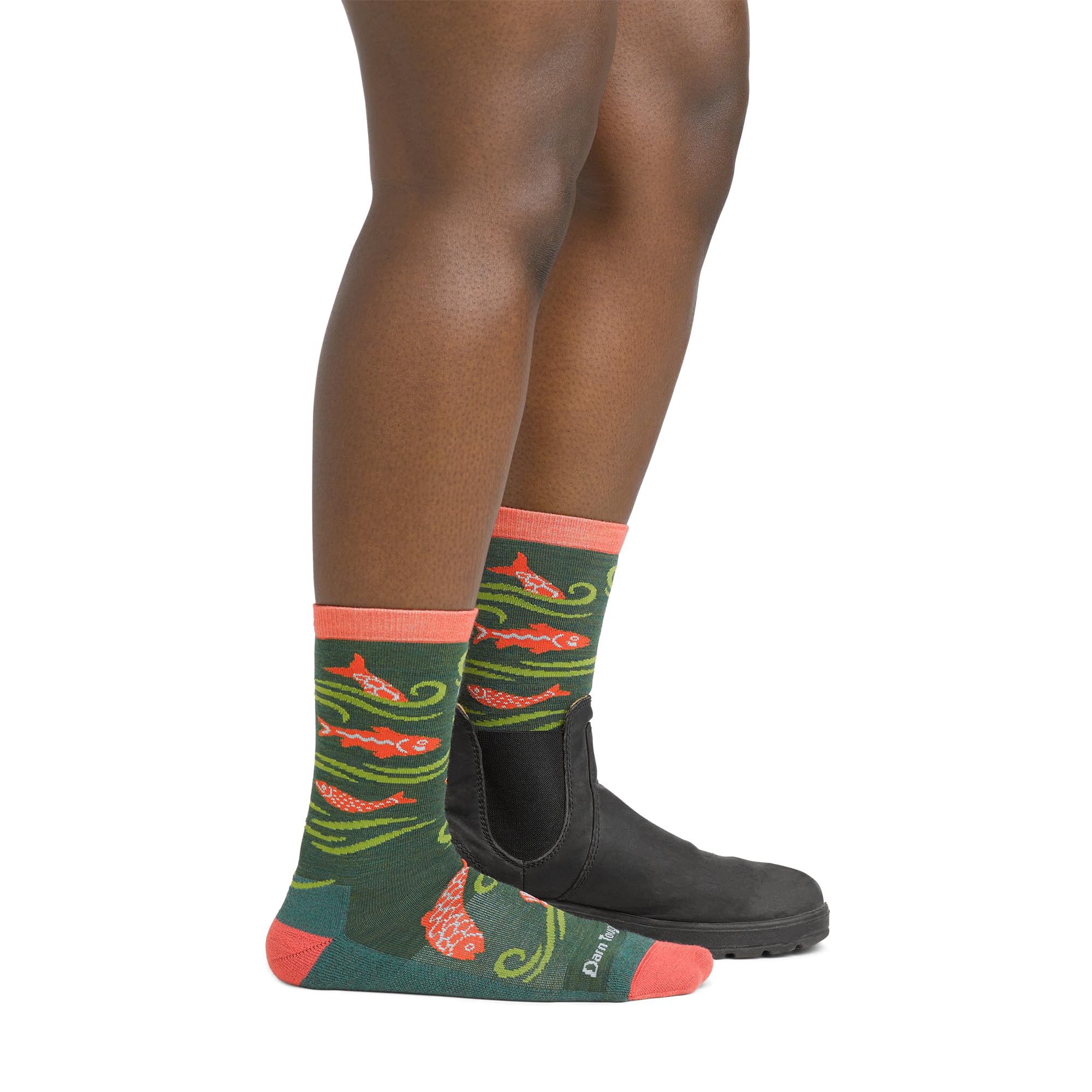 Darn Tough Vermont Homer Crew Lightweight Performance Fit image emphasizes secure stay-in-place wear.