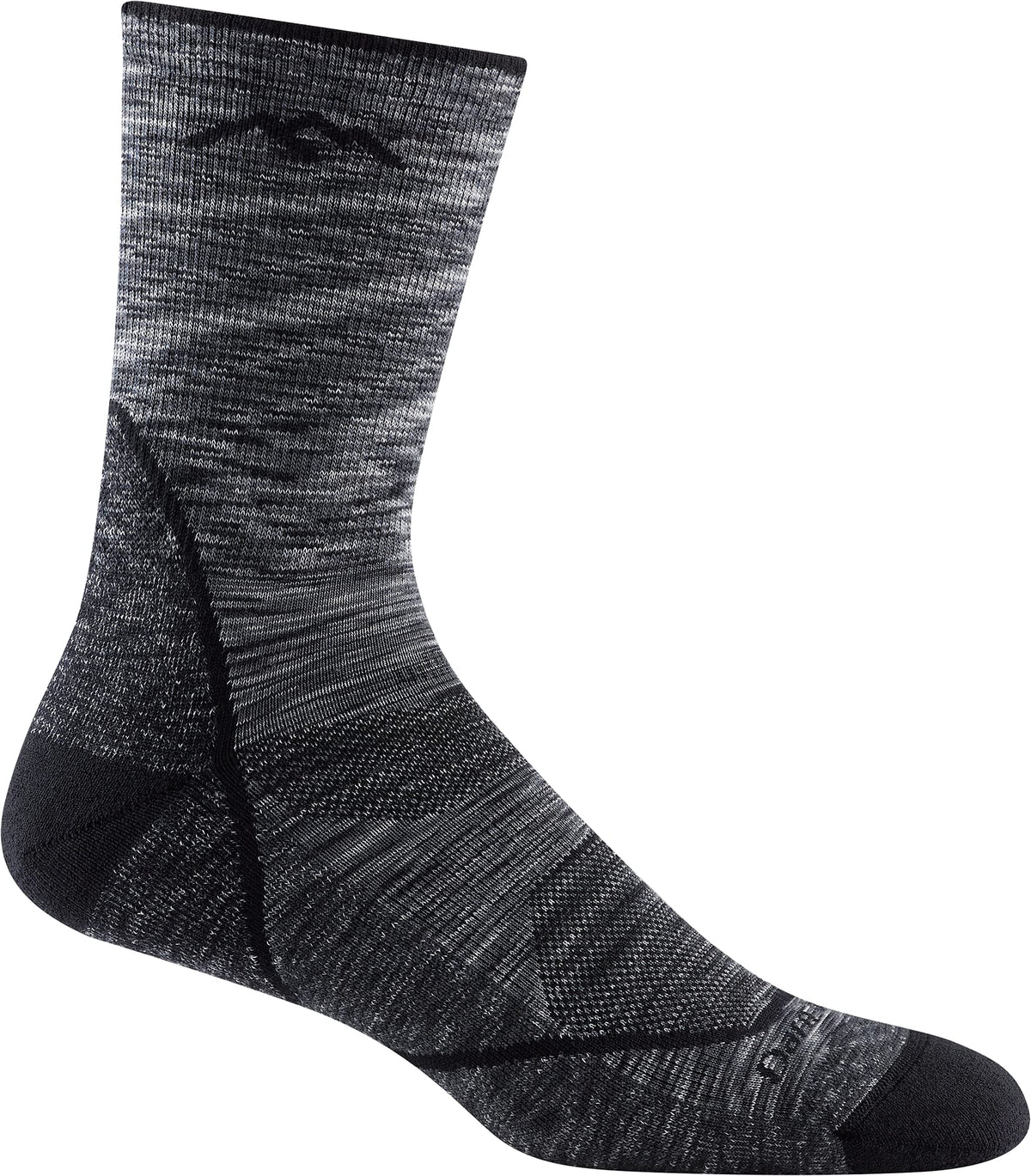 Darn Tough Vermont light hiker micro crew Space Gray front view shows durable cushioning for long hikes.