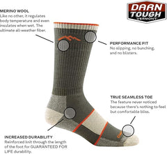 Darn Tough Vermont Coolmax boot socks closeup showing seamless comfort and moisture-wicking.