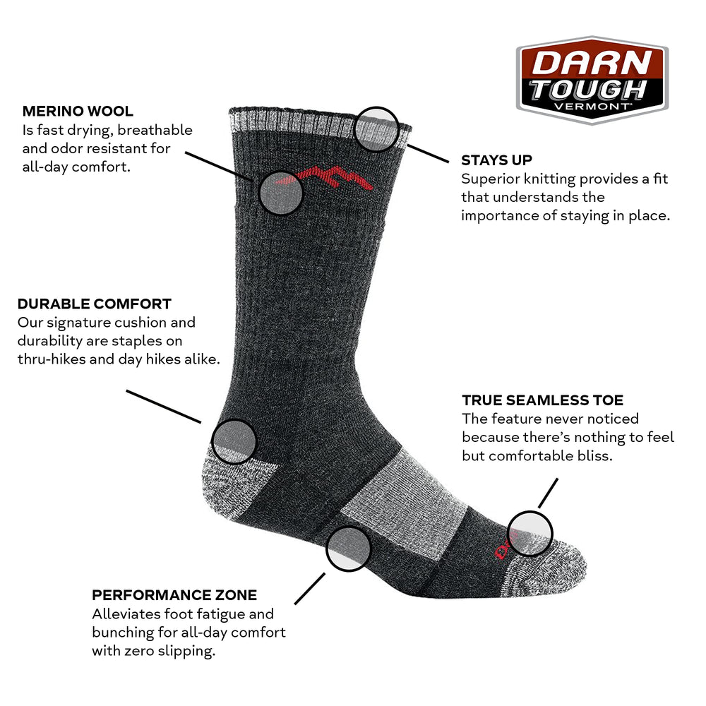 Darn Tough Vermont Hiker Book Sock texture close-up highlighting merino breathability.