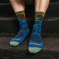 Darn Tough Vermont men's micro crew socks geometric-pattern deliver all-day comfort and support.