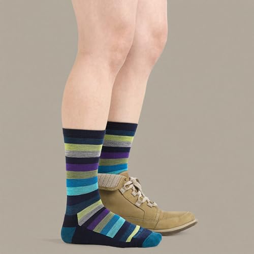 Darn Tough Vermont Mystic Stripe Crew seafoam lifestyle shot for all-day wear.