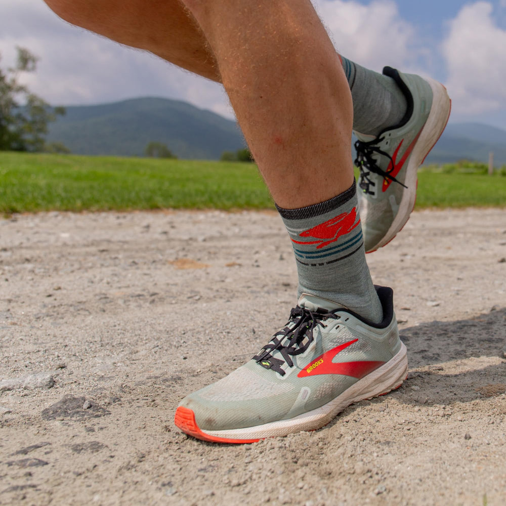 Pacer seamless technology in seafoam sock reducing irritation for long days outdoors.