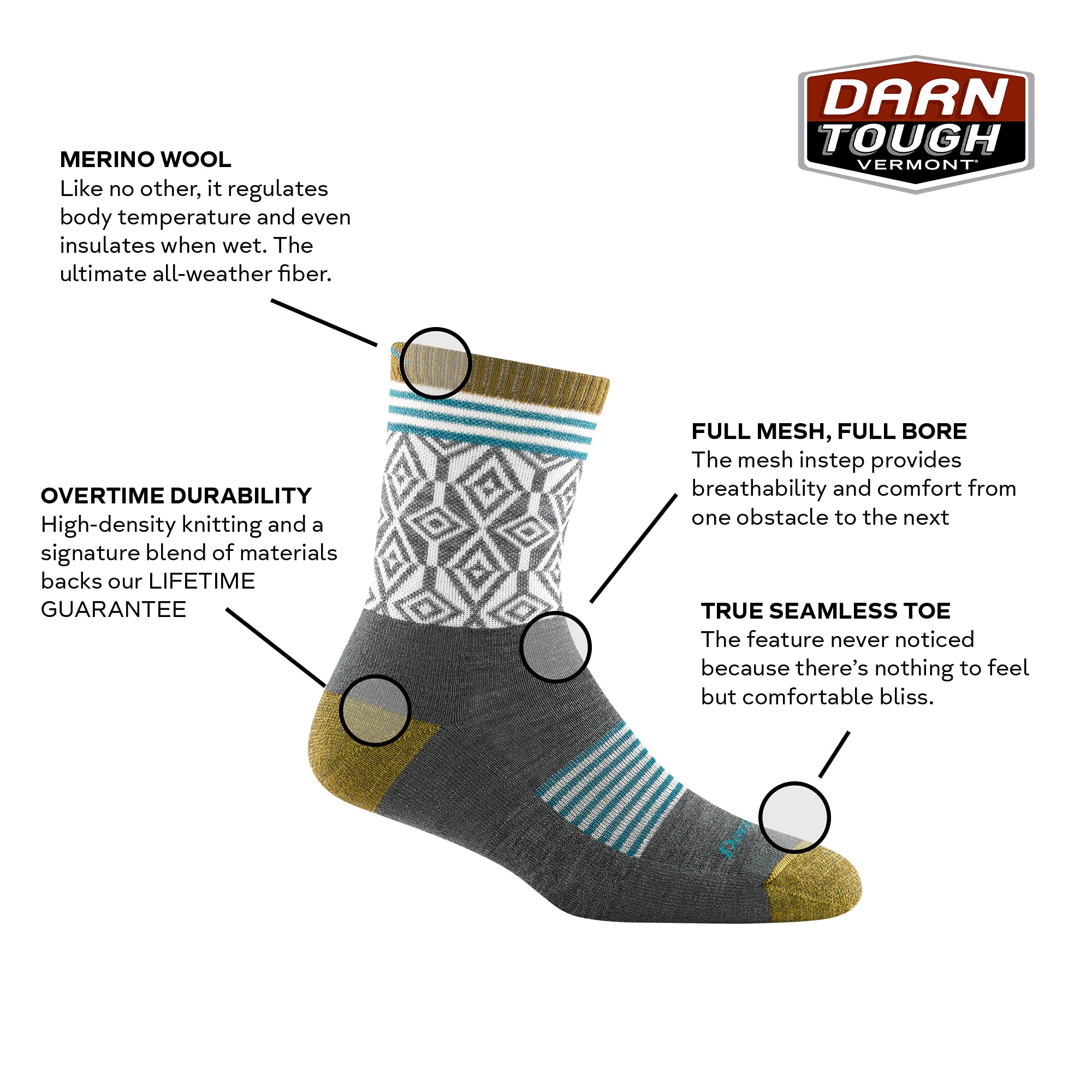 Darn Tough Vermont Sobo Micro Crew Charcoal on feet demonstrates everyday wearability and long-lasting fit