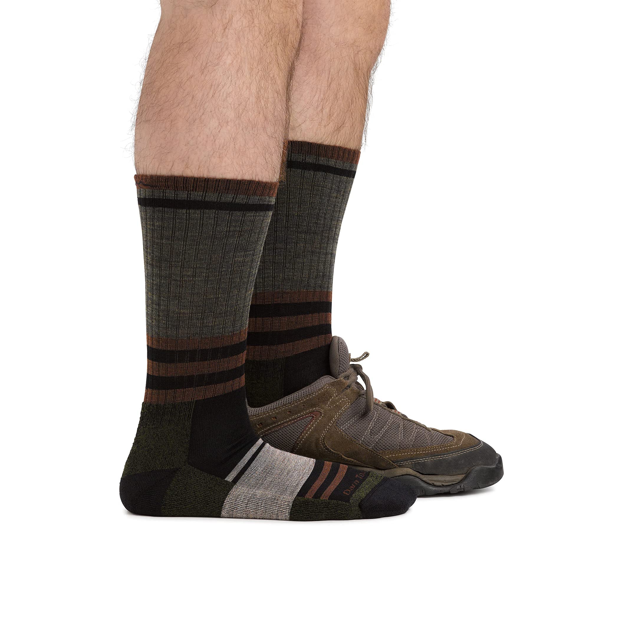 Darn Tough Vermont Spur Boot Hickory XL front view with dense, thin cushioning